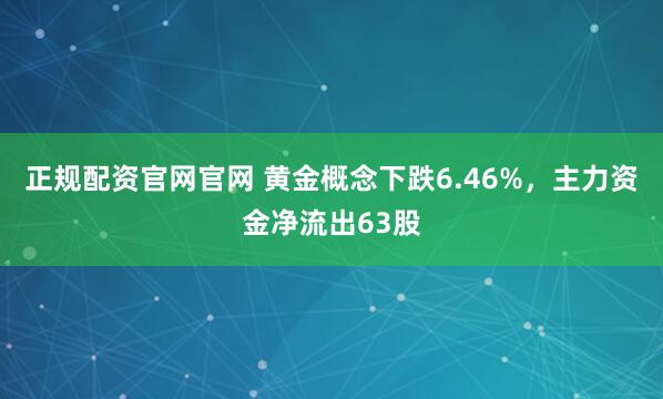 正规配资官网官网 黄金概念下跌6.46%,主力资金净流出63股